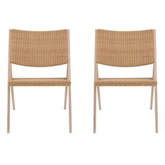 Retro Wicker Folding Indoor Outdoor Chairs by Gio Ponti for Molteni, Italy