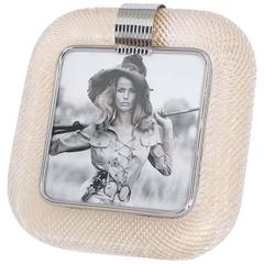 Venini ‘Torciglione’ Murano Glass Gold Flakes Photo Frame with Nickel Accent 1