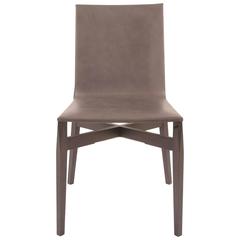 Grey Leather Covered Who Dining Chair by Rodolfo Dordoni for Molteni, Italy