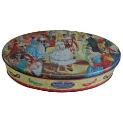  Oval Masquerade Ball Biscuit Tin , England , Mid-20th Century 