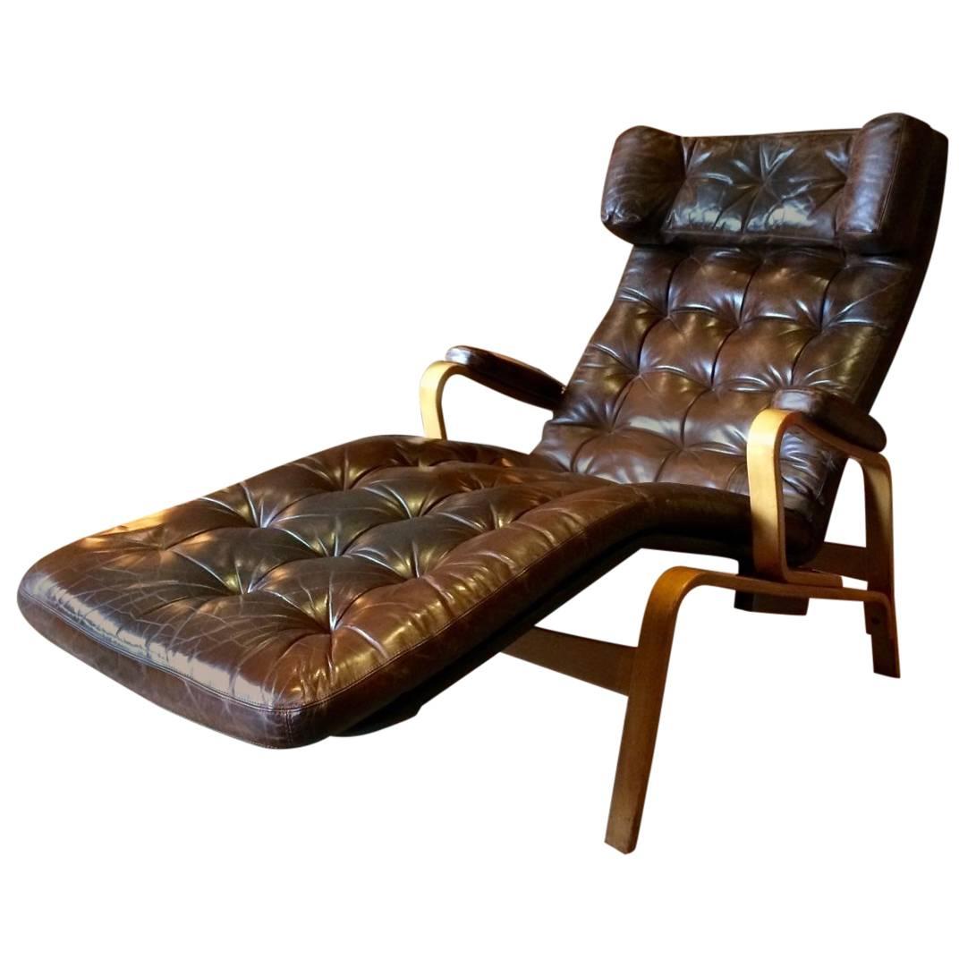 Sam Larsson Fenix Chair DUX Mid-Century Chaise Longue Leather, 1970s