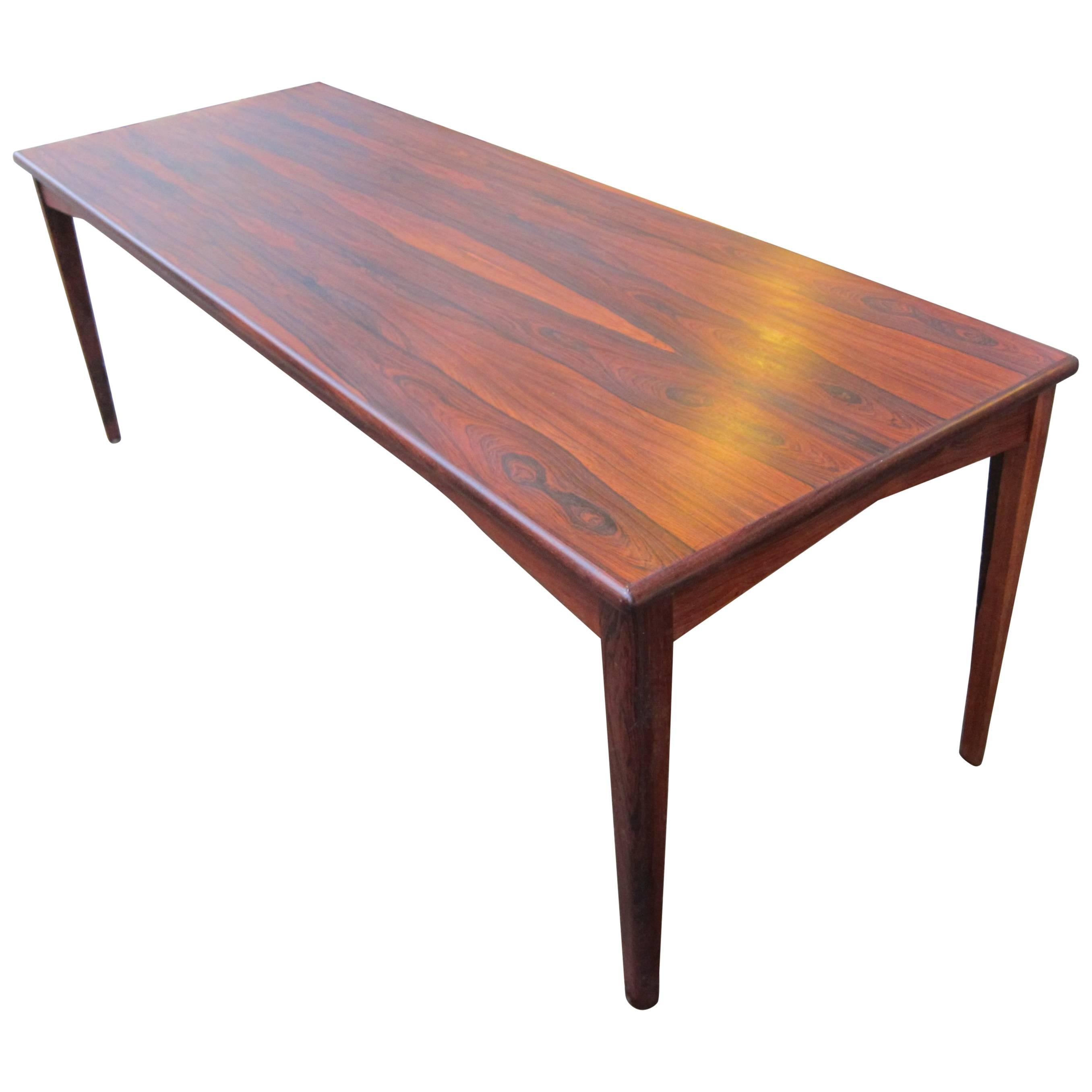 Long Danish Mid Century Modern Sofa Table in Rosewood For Sale