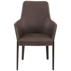 Grey Leather Chelsea High Back Dining Chair by Ron Gilad for Molteni, Italy