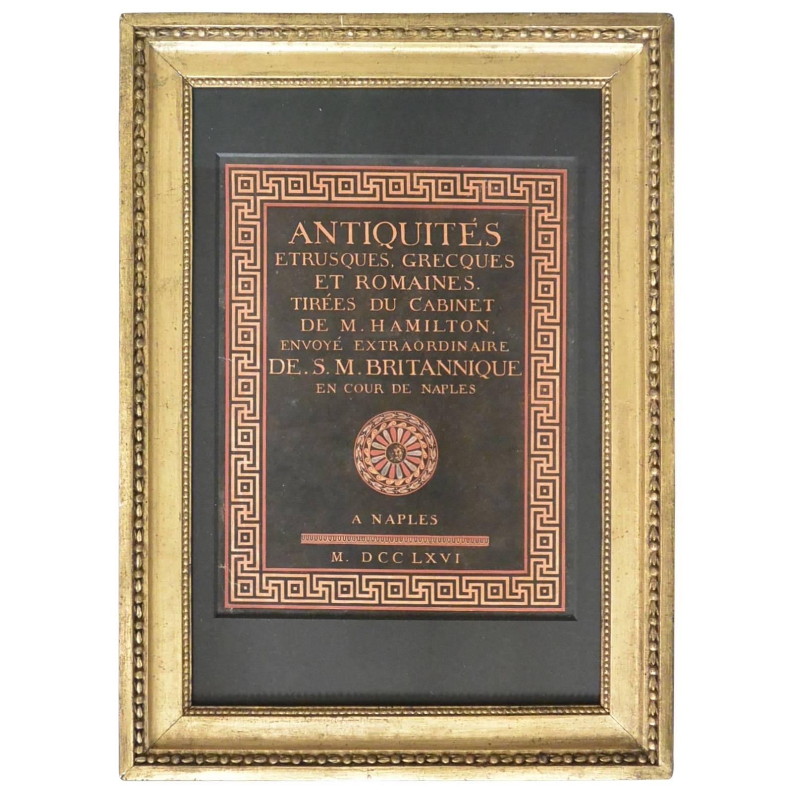 William Hamilton First Edition Frontispiece For Sale