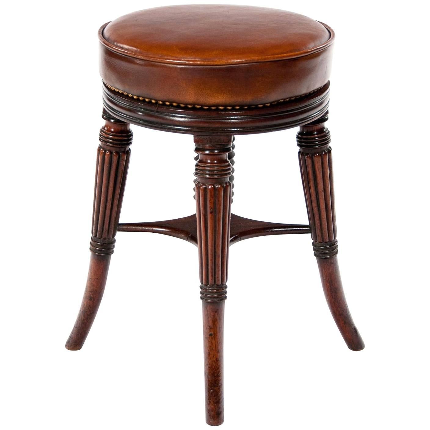 Fine Regency Mahogany Adjustable Piano Stool