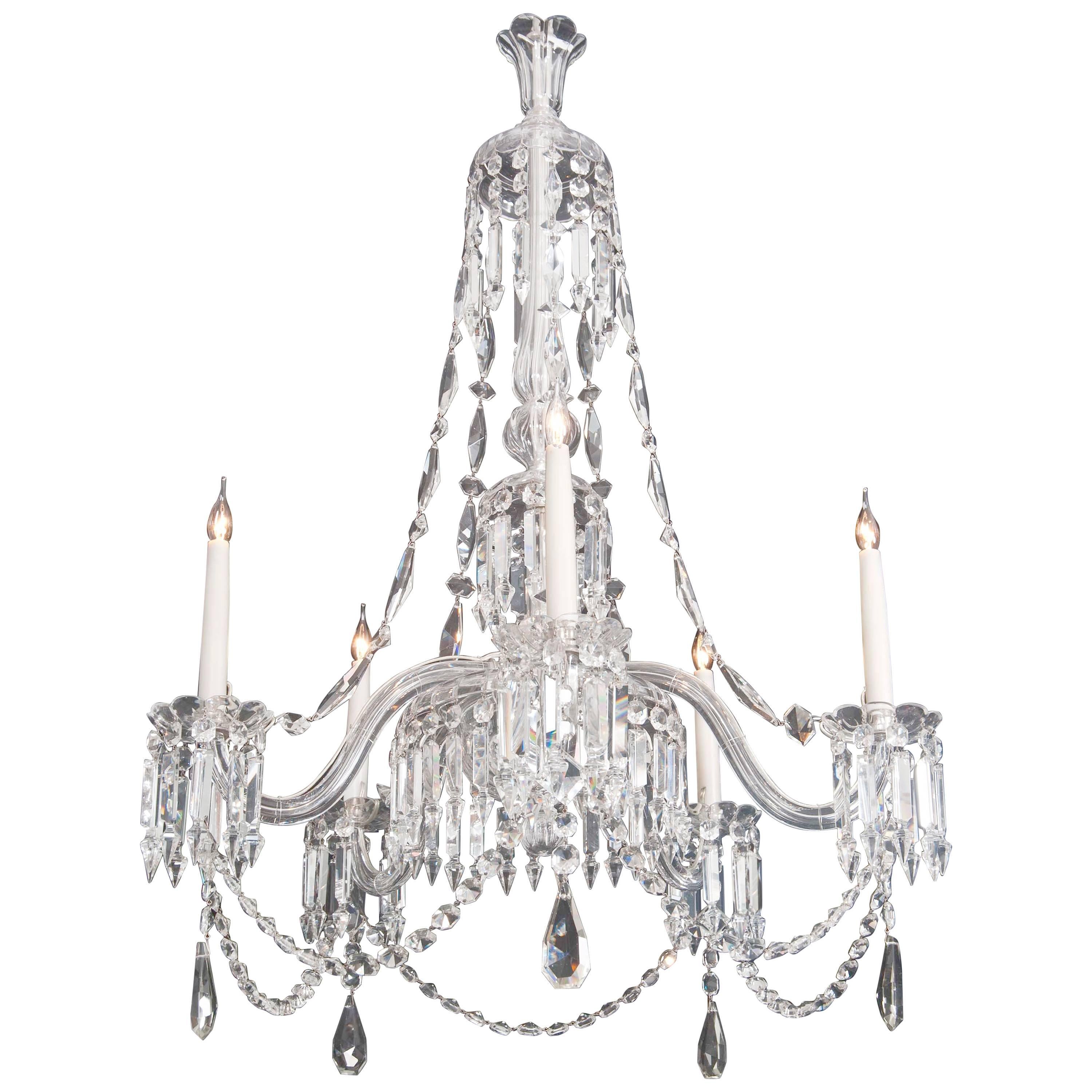 Good Mid-Victorian Cut and Moulded Glass Antique Chandelier by F&C Osler