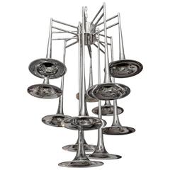 Chrome Trumpet Chandelier, Light Fixture 2