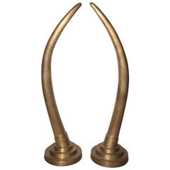 Pair of Large Brass Tusks