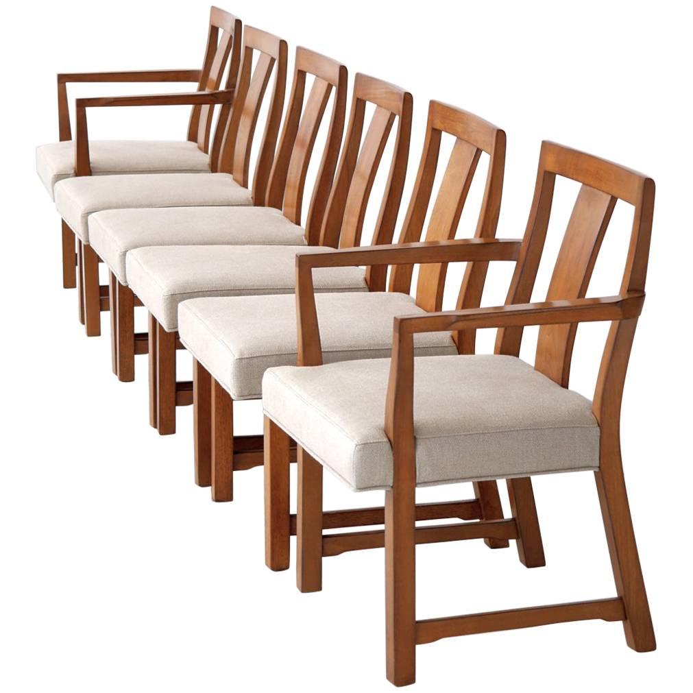 Six Edward Wormley Walnut Dining Chairs