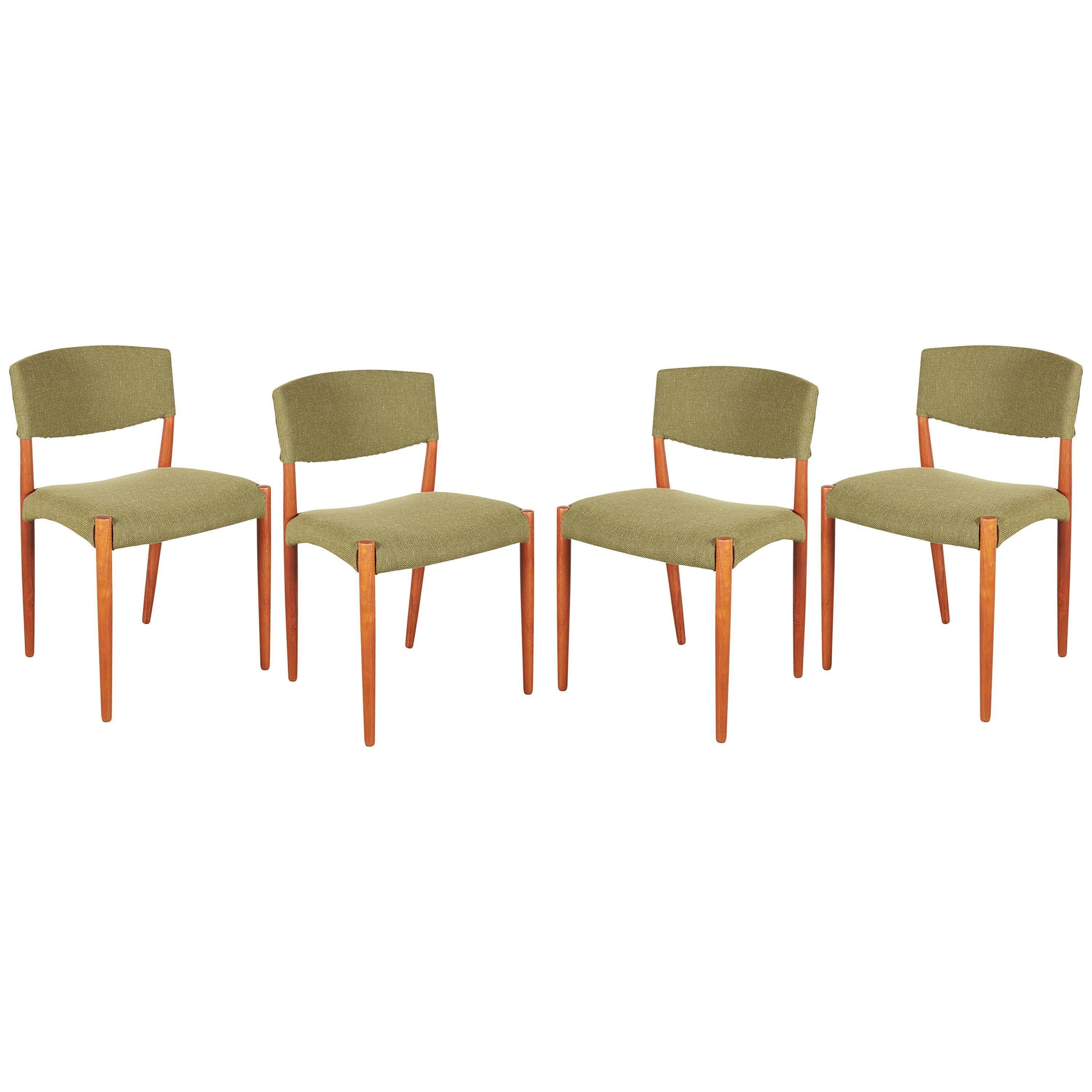 Teak Green Dining Chairs by Bender Madsen, Set of 4