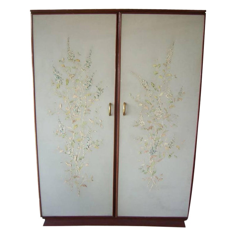 Rare armoire peinte à fleurs d'Osvaldo Borsani