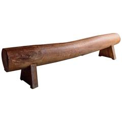 Japanese Log Bench Stool Solid Oak Oriental Minimalist Mid-Century
