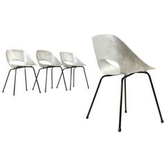 Set of Four Aluminium Tulip Chairs by Pierre Guariche