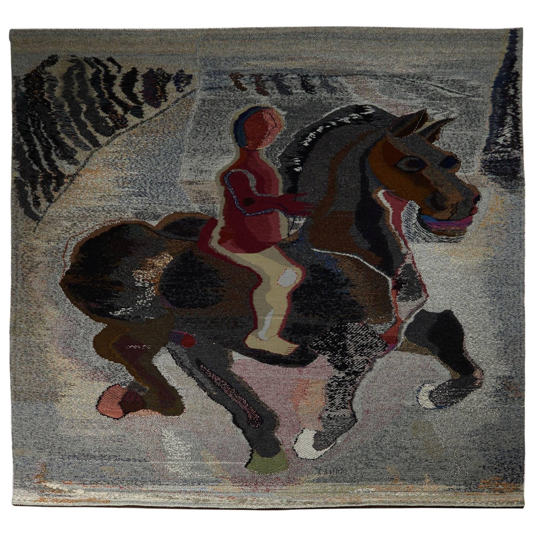 Tapestry Horse & Rider Designed and Woven by Sten Kauppi, Sweden, 1979 For Sale