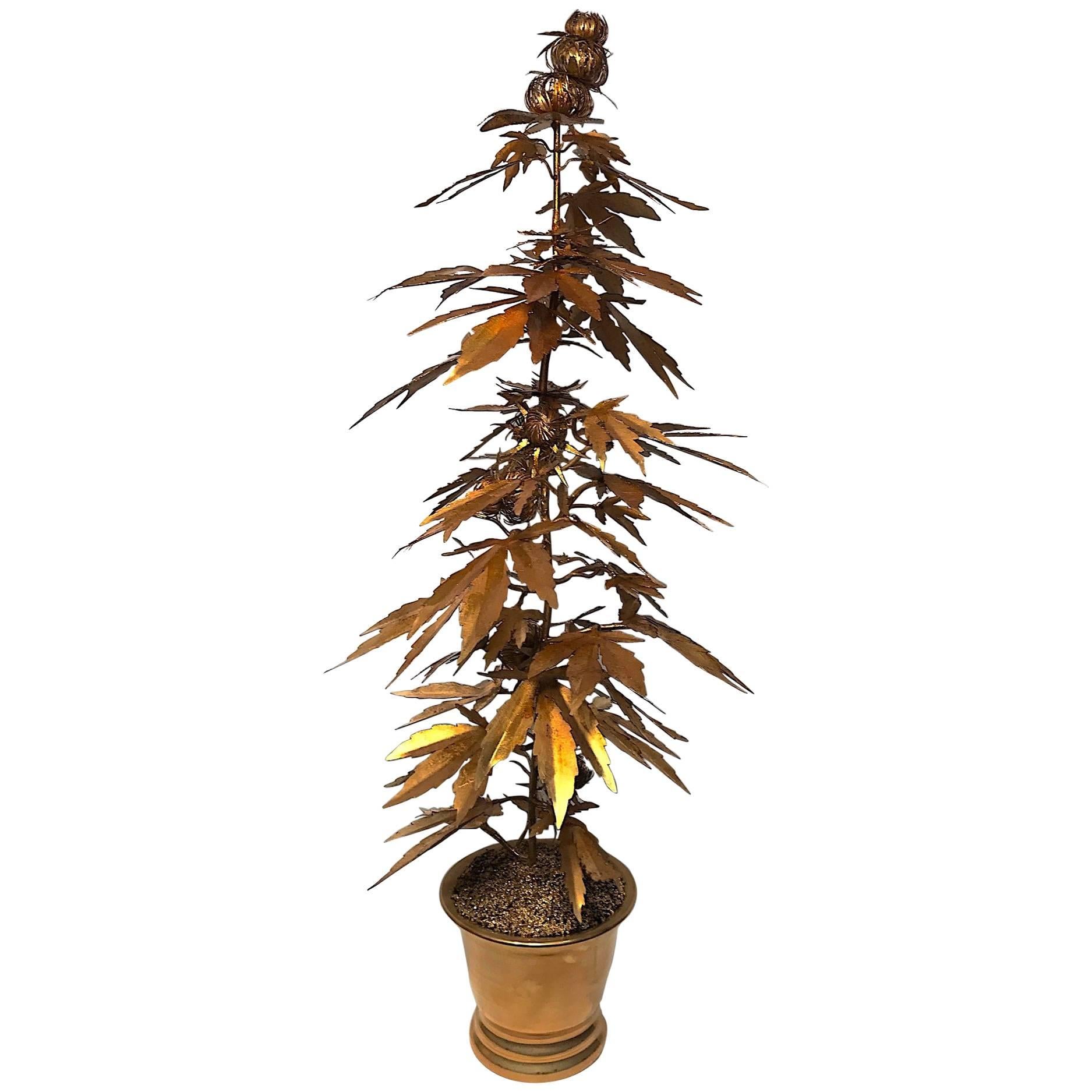 Very Tall Gilded Toll Marijuana or Cannabis Potted Plant