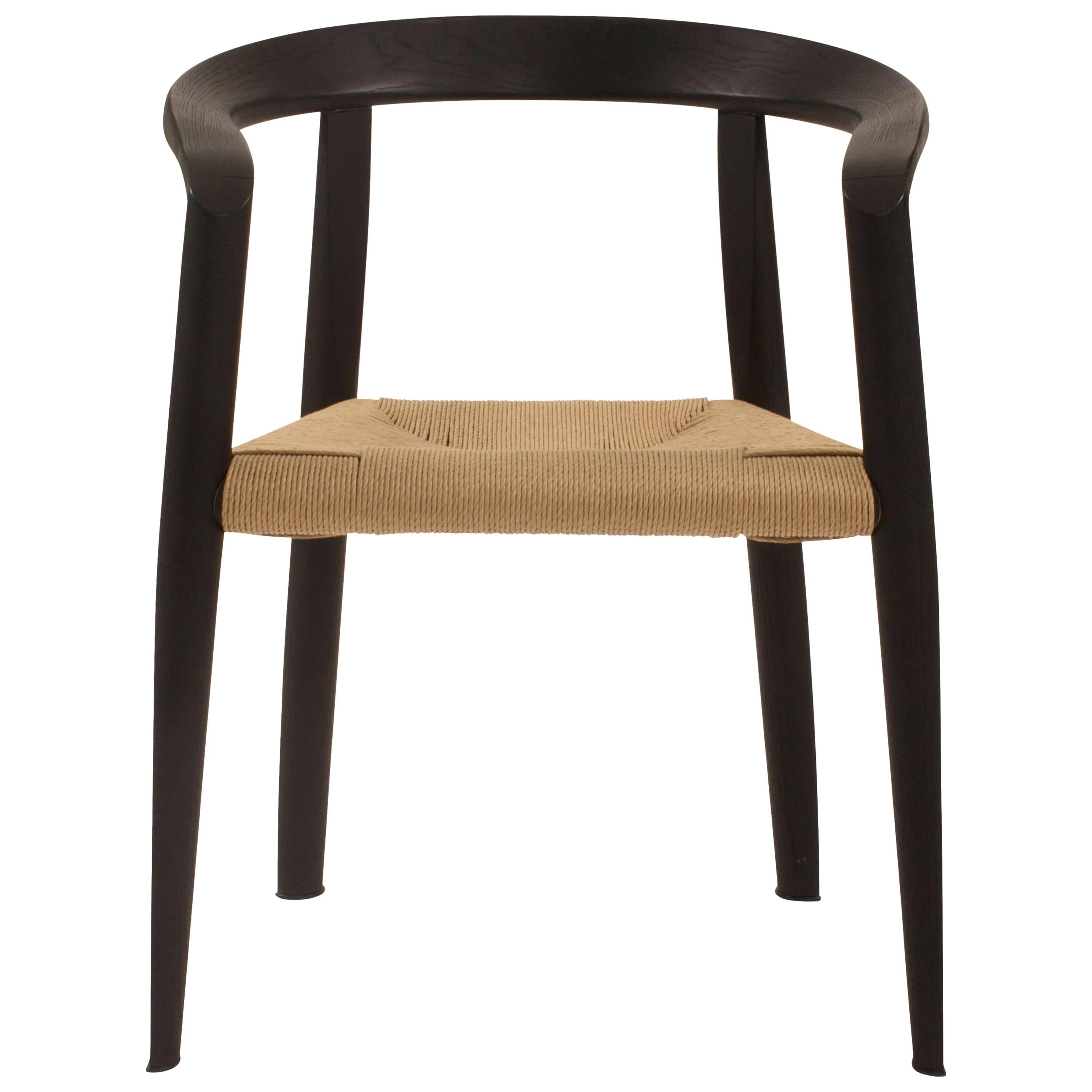 Black Miss Dining Chair with Wicker Seat by Tobia Scarpa for Molteni, Italy
