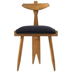 Vintage Rare Guillerme et Chambron Oak Chair Trepied model