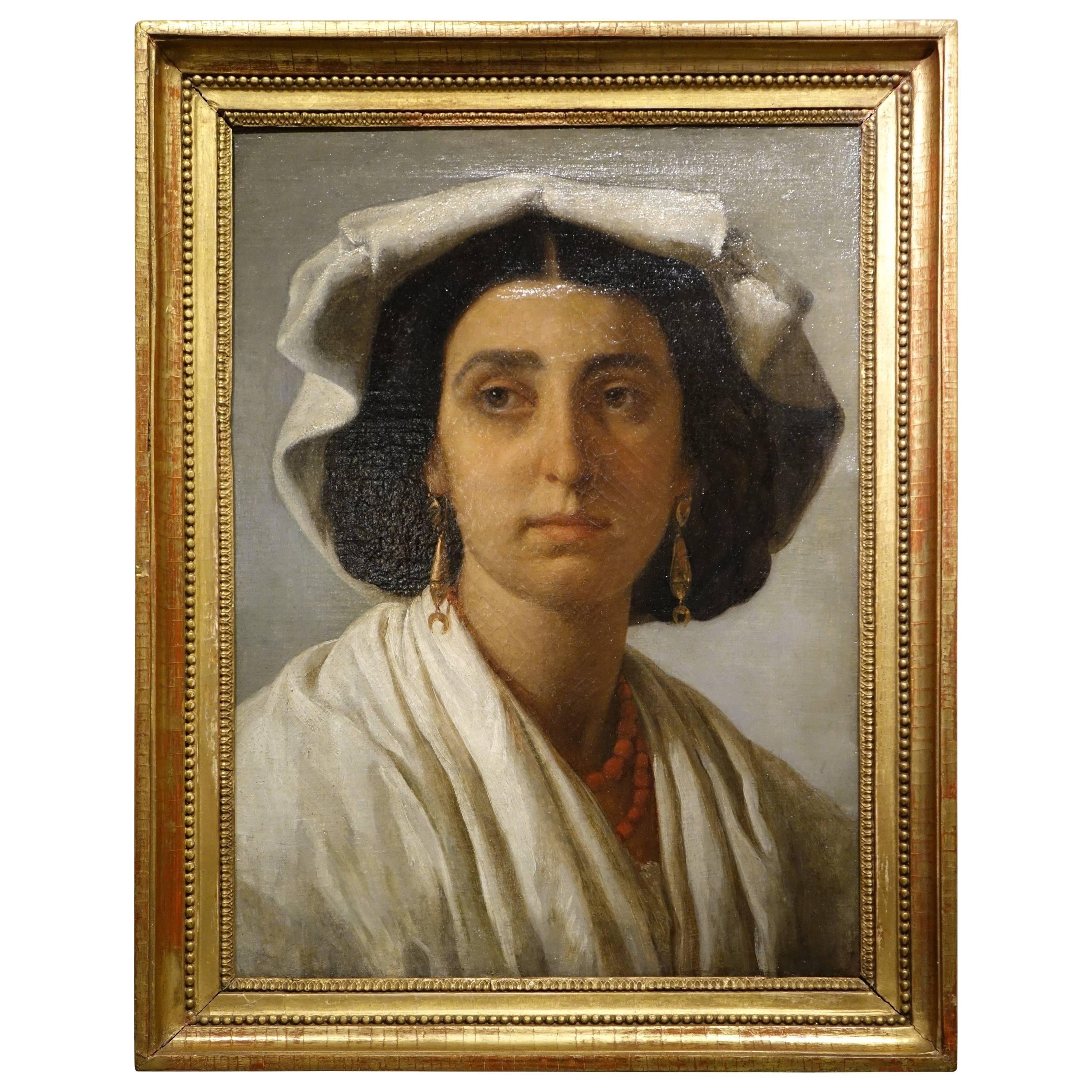 Portrait of a Roman Woman Attributed to J.V. Schnetz (1787-1870) For Sale