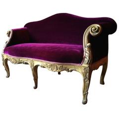 Antique Salon Sofa Settee Italianate Gilded Two-Seat Rococo Style