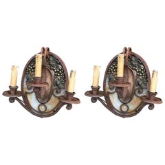 Pareja de candelabros Art Déco al estilo de Edgar Brandt