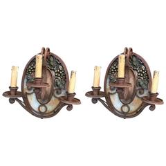 Pair of Art Deco Sconces in the Style of Edgar Brandt