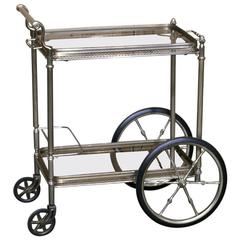 Mid-Century Maison Jansen Style Bar Cart with Removable Glass Bottom Tray Mid-Century Maison Jansen Style Bar Cart with Removable Glass Bottom Tray