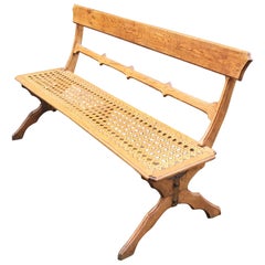 Antique Art Nouveau Oak Bench, circa 1900