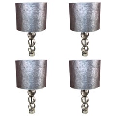 Used Set of Four Steel Table Lamps, circa 1970-1980