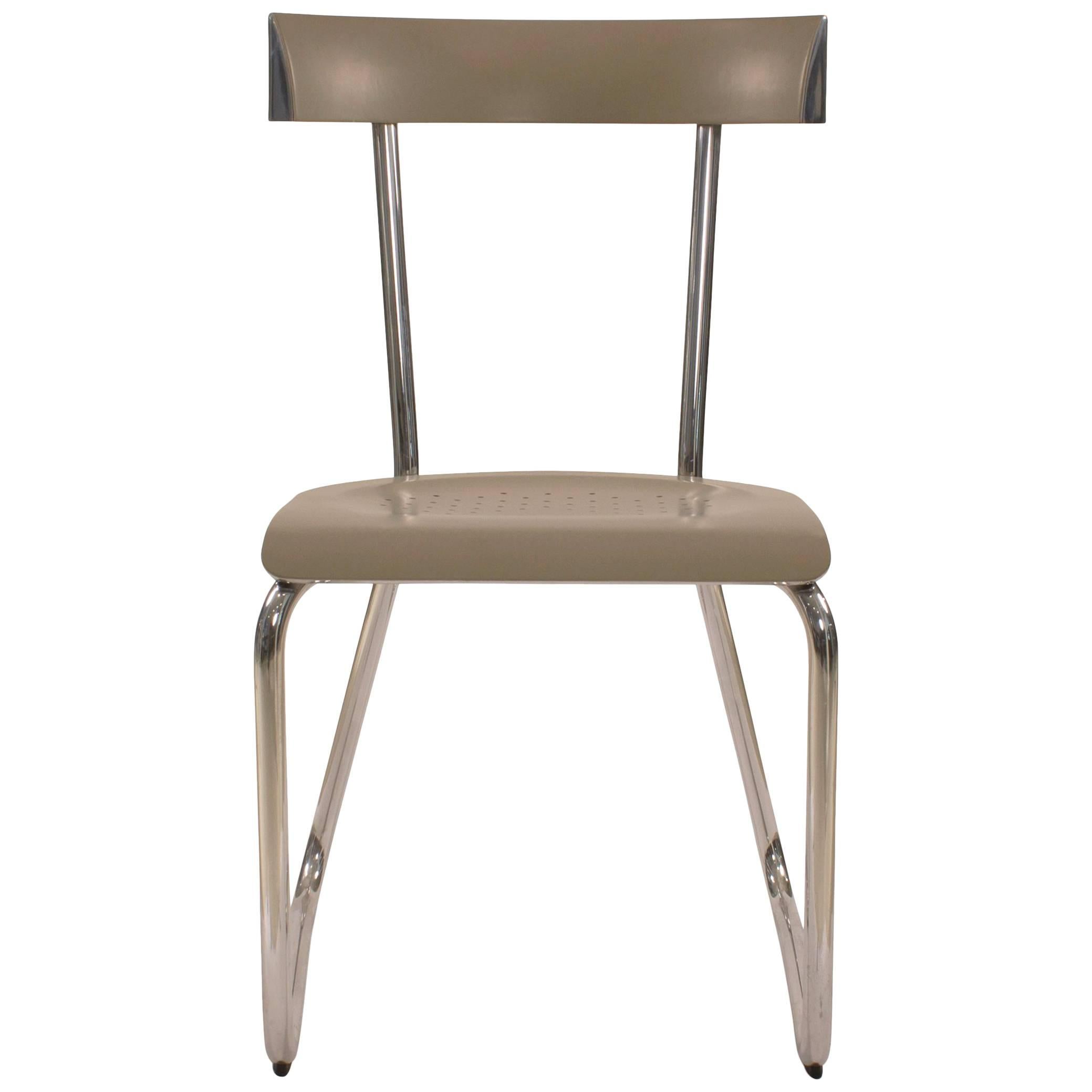 Chrome and Leather Montecatini Dining Chair by Gio Ponti for Molteni, Italy For Sale