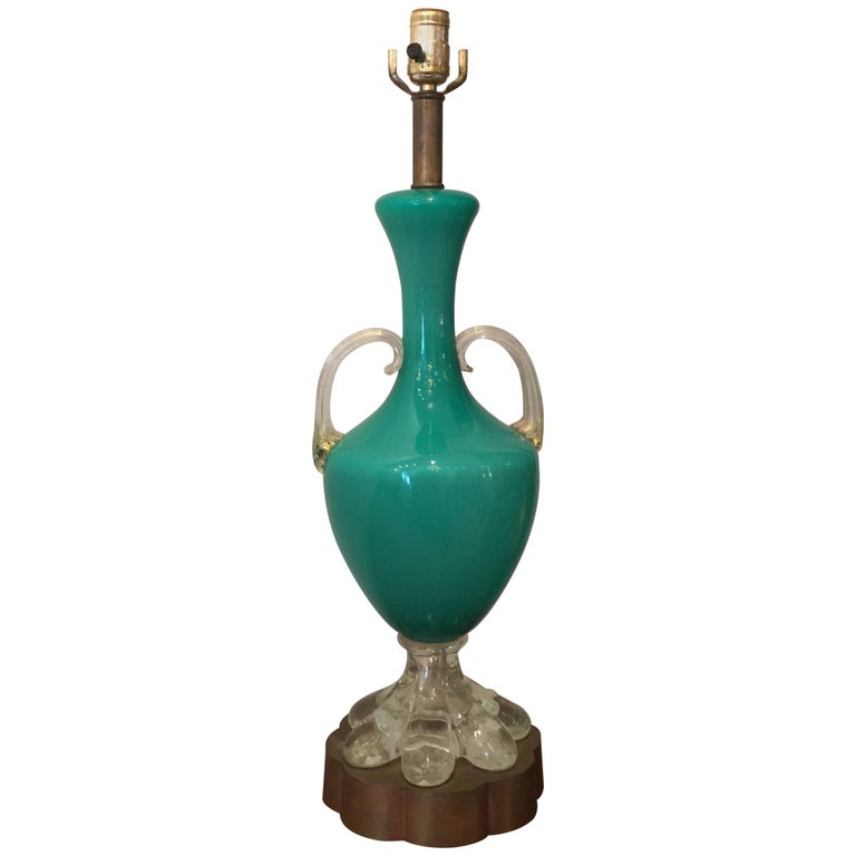Aqua-Green Barovier Murano Table Lamp For Sale