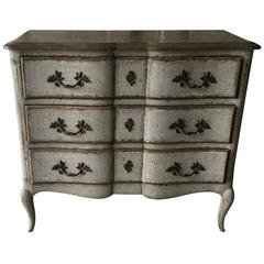 19th Century Louis XV Style Painted French Commode Arbalete