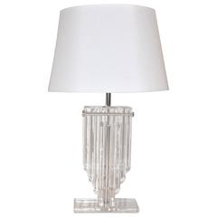 Karl Springer Style Skyscraper Lucite Table Lamp