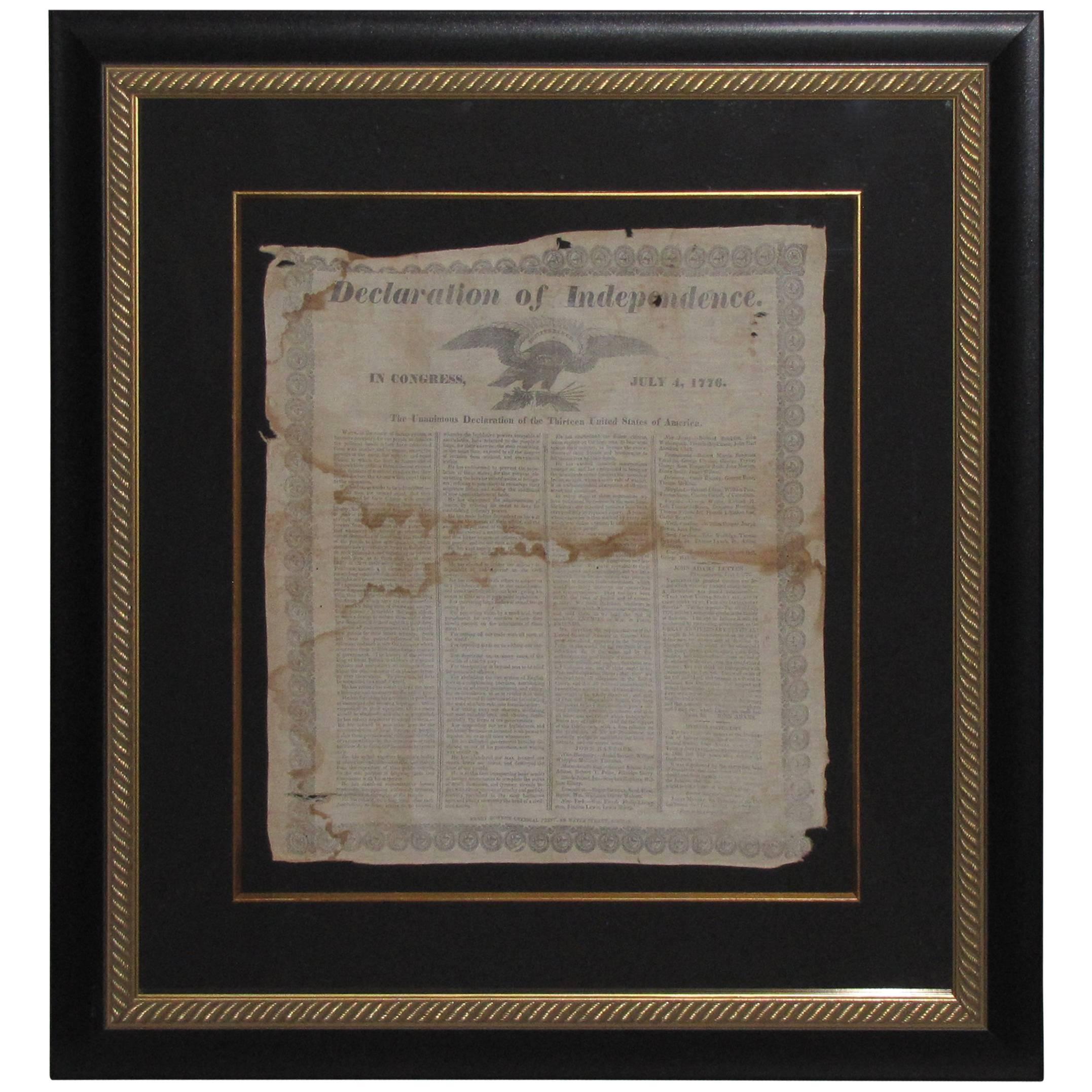 1832 Declaration of Independence For Sale