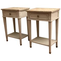 Pair of French Louis XVI Style Bed Side Tables, 19th Century