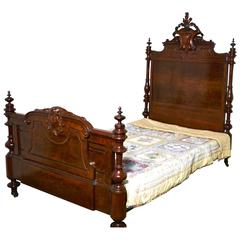 Large Single Burr Walnut Chateau Bed Made in the Channel Islands