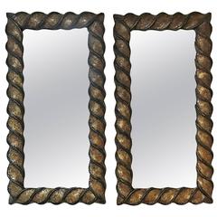 Pair of Mid-Century Mosaic Gold Mirrors 6