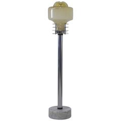 Murano Mazzega Chrome and Glass Floor Lamp with Marble Base