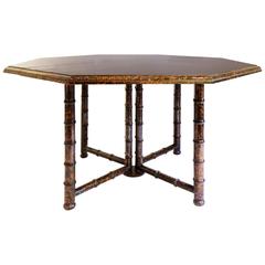Jacques Laguennec Round Octagonal Faux Tortoise Dining Table, 1970s
