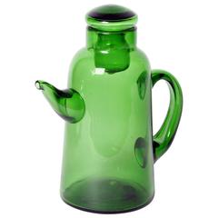 Vintage Green Empoli Glass Tea Pot