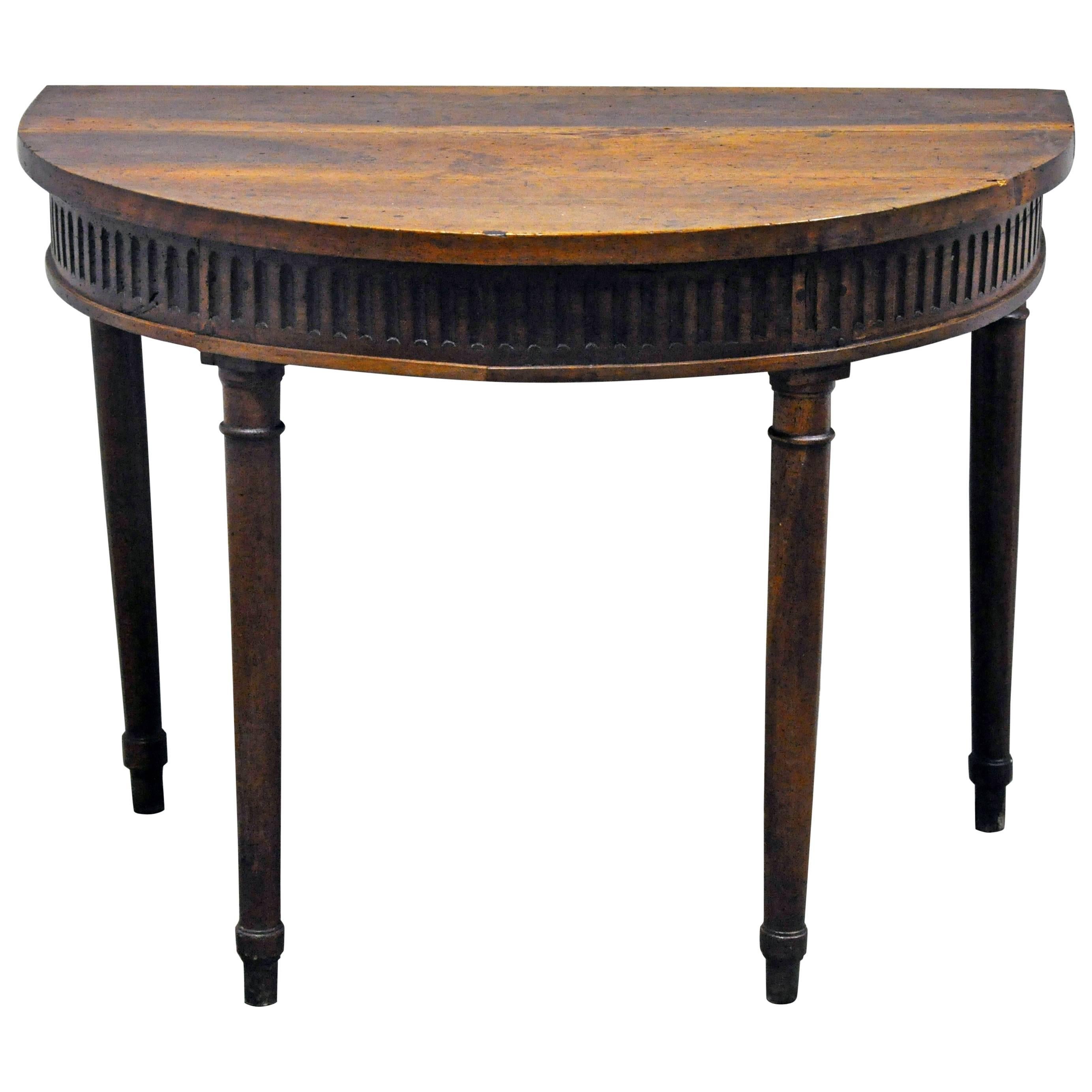 19th Century French Demilune Table in Walnut