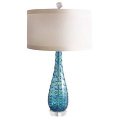 Blue and Green Glass Lamp, circa 1960