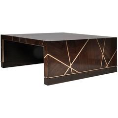 Ray Cocktail Table in Aniline Dyed Claro Walnut and Bronze by Newell Design