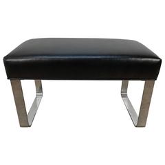 Milo Baughman Chrome and Leather Bench
