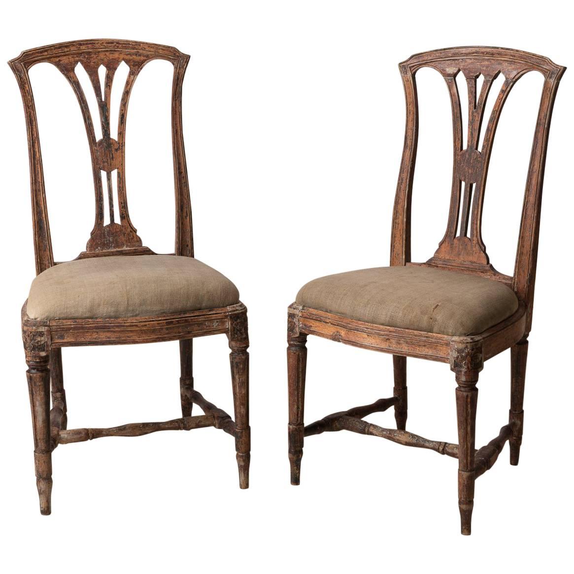 Pair of Late 1700s Swedish Gustavian Chairs