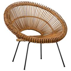 Vintage Mid-Century Rattan Chair in Manner of Janine Abraham and Dirk Jan Rol