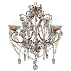 Antique 1920, French, Swags and Crystal Prisms Chandelier