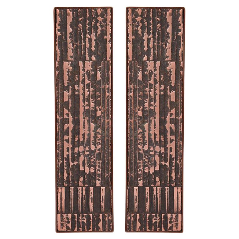 Large Scale Midcentury Copper and Steel Door Pull Handles