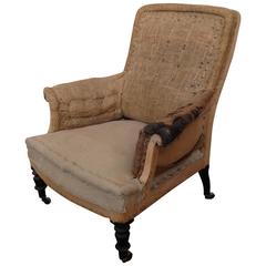 French 19th Century Armchair in Burlap 10