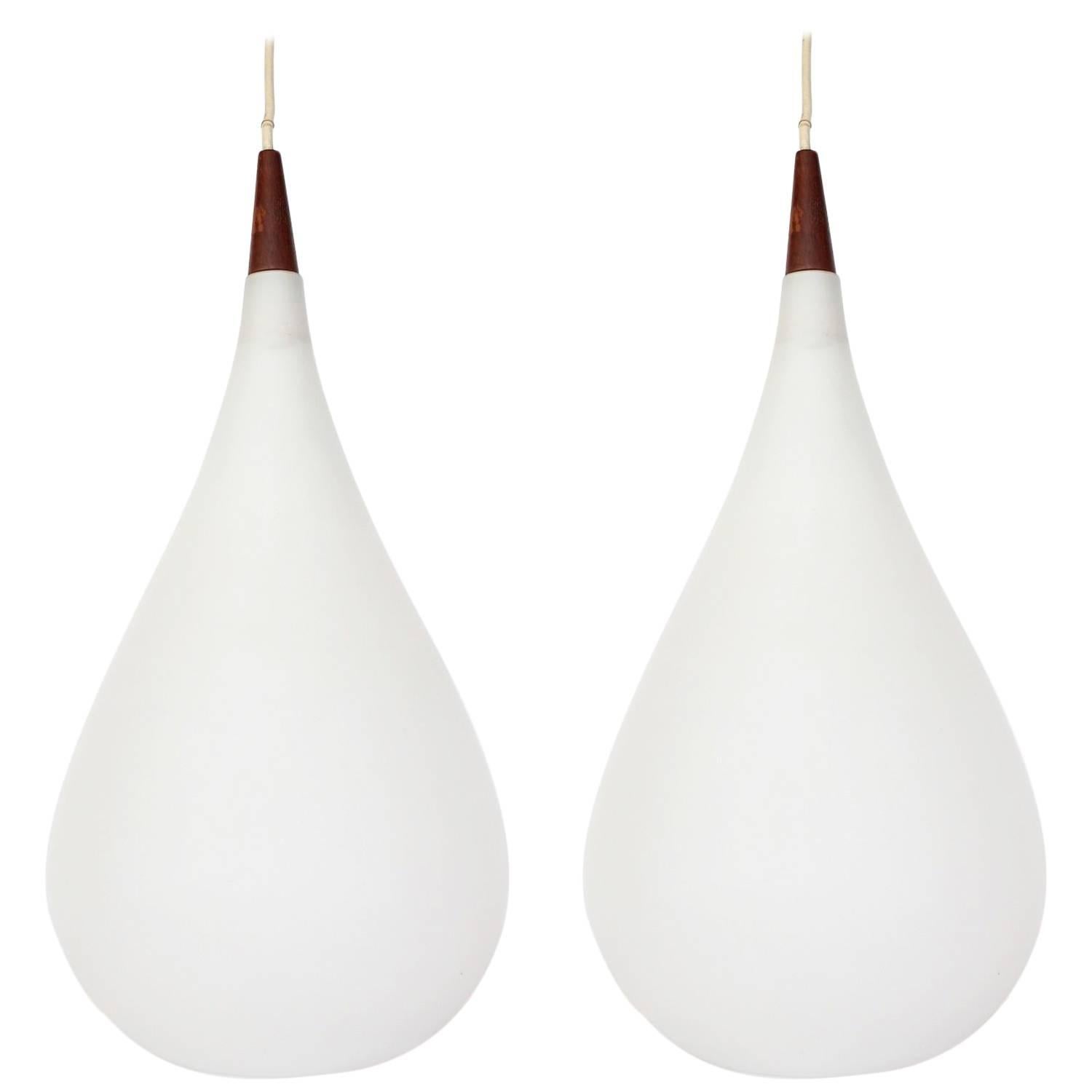 Large Milk Glass Drop Shaped Pendant Light by Holmegaard For Sale