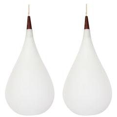 Large Milk Glass Drop Shaped Pendant Light by Holmegaard